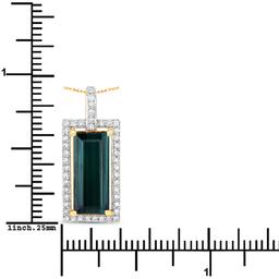 14KT Yellow Gold 3.99ct Tourmaline and Diamond Pendant with Chain
