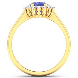 14KT Yellow Gold 1.41ct Tanzanite and Diamond Ring