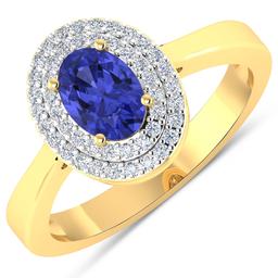 14KT Yellow Gold 0.75ct Tanzanite and Diamond Ring