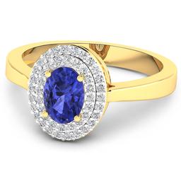 14KT Yellow Gold 0.75ct Tanzanite and Diamond Ring