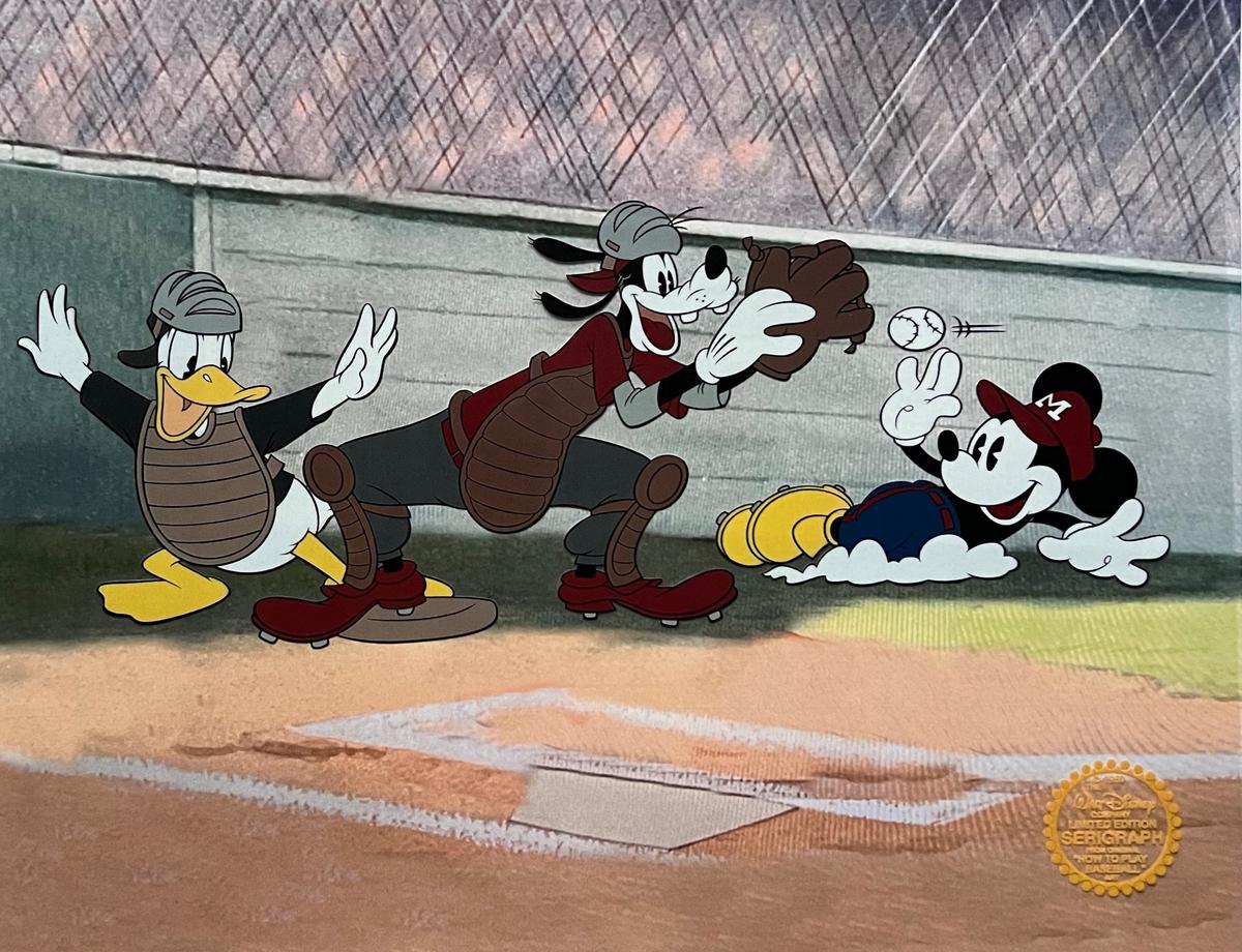 Disney Mickey Mouse Goofy Donald Duck Baseball Sericel