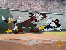 Disney Mickey Mouse Goofy Donald Duck Baseball Sericel