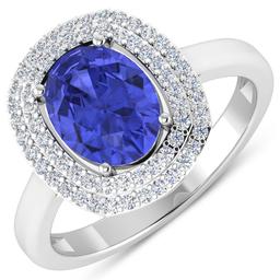 14KT White Gold 1.41ct Tanzanite and Diamond Ring