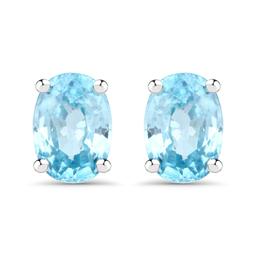 Plated Rhodium 2.40ctw Blue Zircon Earrings