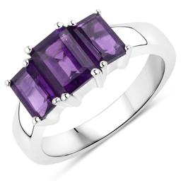 Plated Rhodium 1.95ctw Amethyst Ring