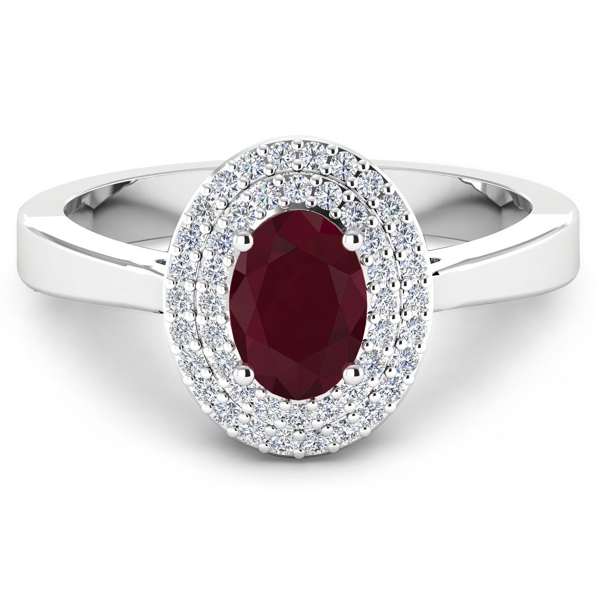 14KT White Gold 0.95ct Ruby and Diamond Ring