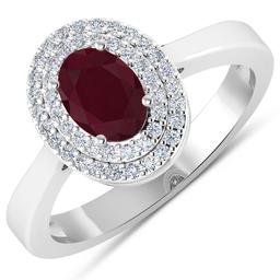 14KT White Gold 0.95ct Ruby and Diamond Ring