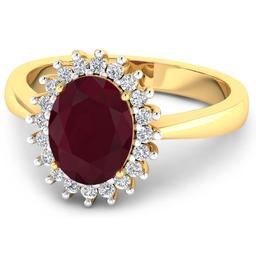 14KT Yellow Gold 1.5ct Ruby and Diamond Ring