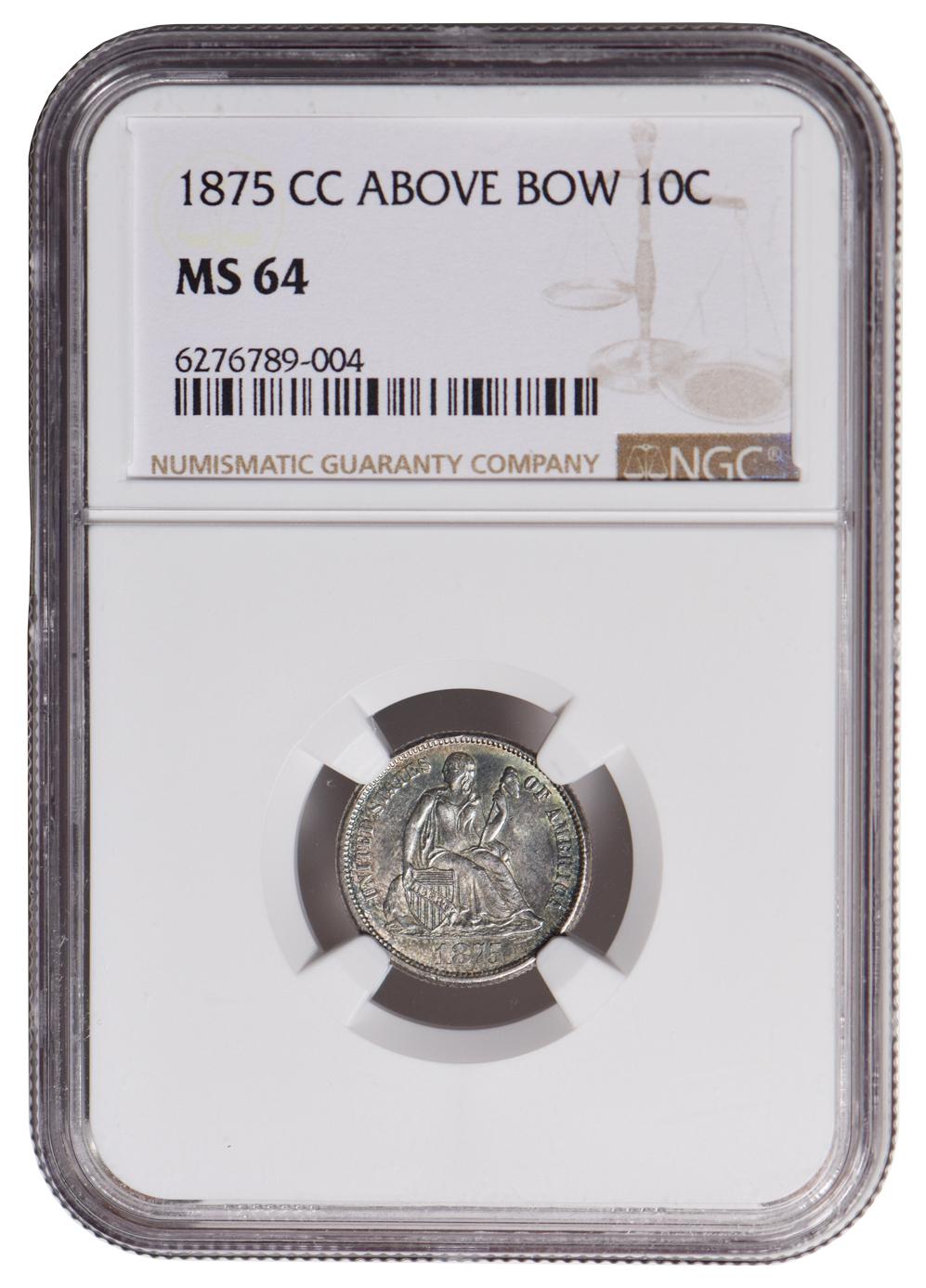 1875-CC Seated Liberty Dime NGC MS64