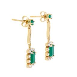 Plated 18KT Yellow Gold 1.79ctw Green Agate and Diamond Earrings