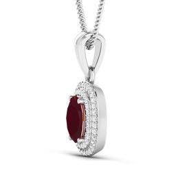 14KT White Gold 1.5ct Ruby and Diamond Pendant with Chain