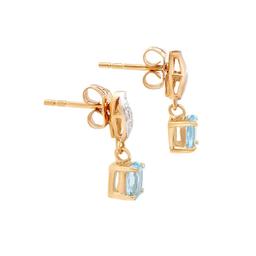 Plated 18KT Yellow Gold 1.12ctw Blue Topaz and Diamond Earrings