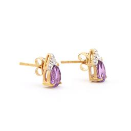 Plated 18KT Yellow Gold 2.06ctw Amethyst and Diamond Earrings