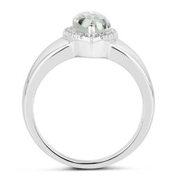 Plated Rhodium 1.55ct Green Amethyst and White Topaz Ring