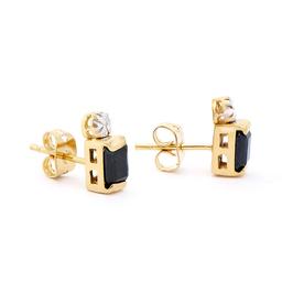 Plated 18KT Yellow Gold 1.32cts Sapphires and Diamond Earrings