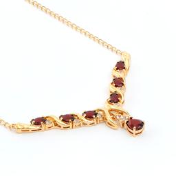 Plated 18KT Yellow Gold 3.50ctw Garnet and White Topaz Pendant with Chain