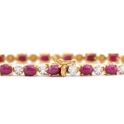 Plated 18KT Yellow Gold 12.25ctw Ruby and Diamond Bracelet