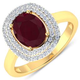 14KT Yellow Gold 2.30ct Ruby and Diamond Ring