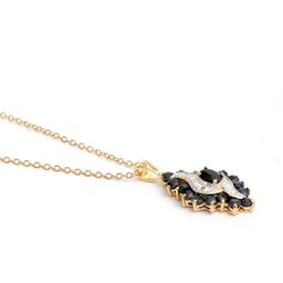 Plated 18KT Yellow Gold 2.81ctw Black Sapphire and Diamond Pendant with Chain