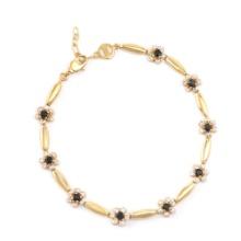 Plated 18KT Yellow Gold 1.25ctw Black Sapphire and Diamond Bracelet