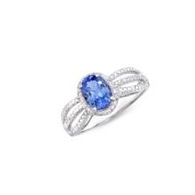 14KT White Gold 1.15ct Tanzanite and Diamond Ring