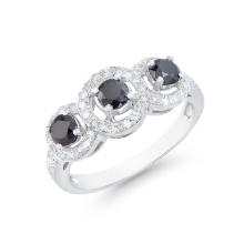 14KT White Gold 1.27ctw Black Diamond Ring