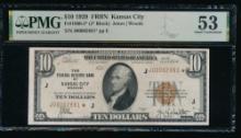 1929 $10 STAR Kansas City FRBN PMG 53