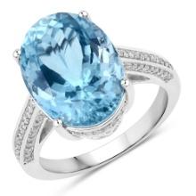 14KT White Gold 8.48ct Aquamarine and Diamond Ring