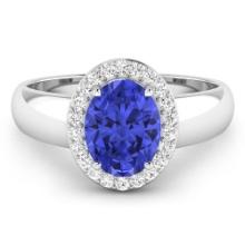 14KT White Gold 1.41ct Tanzanite and Diamond Ring