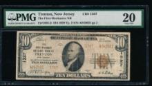 1929 $10 Trenton NJ National PMG 20