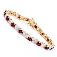 Plated 18KT Yellow Gold 7.20ctw Garnet and Diamond Bracelet