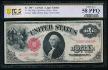 1917 $1 Legal Tender Note PCGS 58PPQ