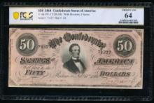 1864 $50 T-66 Confederate PCGS 64