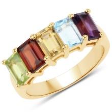 Plated 14KT Yellow Gold 2.70ctw Multi Color Gemstone Ring