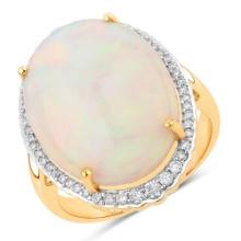 14KT Yellow Gold 10.91ct Opal and Diamond Ring