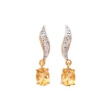 Plated 18KT Yellow Gold 2.04ctw Citrine and Diamond Earrings