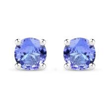 Plated Rhodium 0.46ctw Tanzanite Earrings