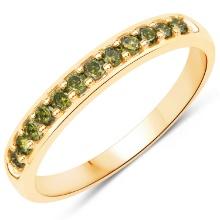 14KT Yellow Gold 0.27ctw Green Diamond Ring