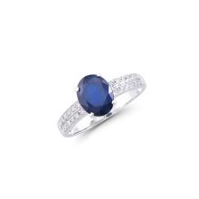 14KT White Gold 2.05ct Blue Sapphire and Diamond Ring