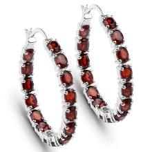 Rhodium Plated 6.00ctw Garnet Earrings