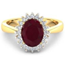 14KT Yellow Gold 1.5ct Ruby and Diamond Ring