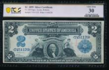 1899 $2 Mini Porthole Silver Certificate PCGS 30