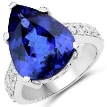 18KT Yellow Gold 10.45ct Tanzanite and Diamond Ring