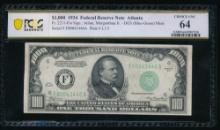 1934 $1000 Atlanta FRN PCGS 64