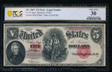 1907 $5 Legal Tender Note PCGS 30