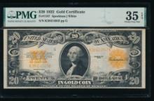 1922 $10 Gold Certificate PMG 35EPQ