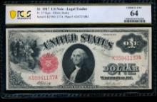 1917 $1 Legal Tender Note PCGS 64