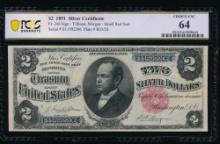 1891 $2 Silver Certificate PCGS 64