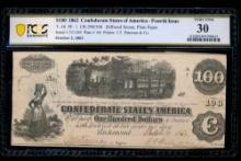 1862 $100 T-40 Confederate PCGS 30