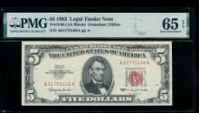 1963 $5 Legal Tender Note PMG 65EPQ